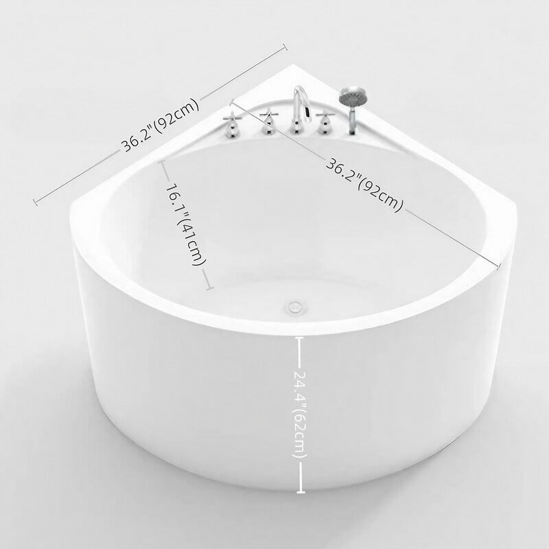 31.5″ Sector Shaped Acrylic Corner Tub - Deep Soaking, Modern Style, Standalone