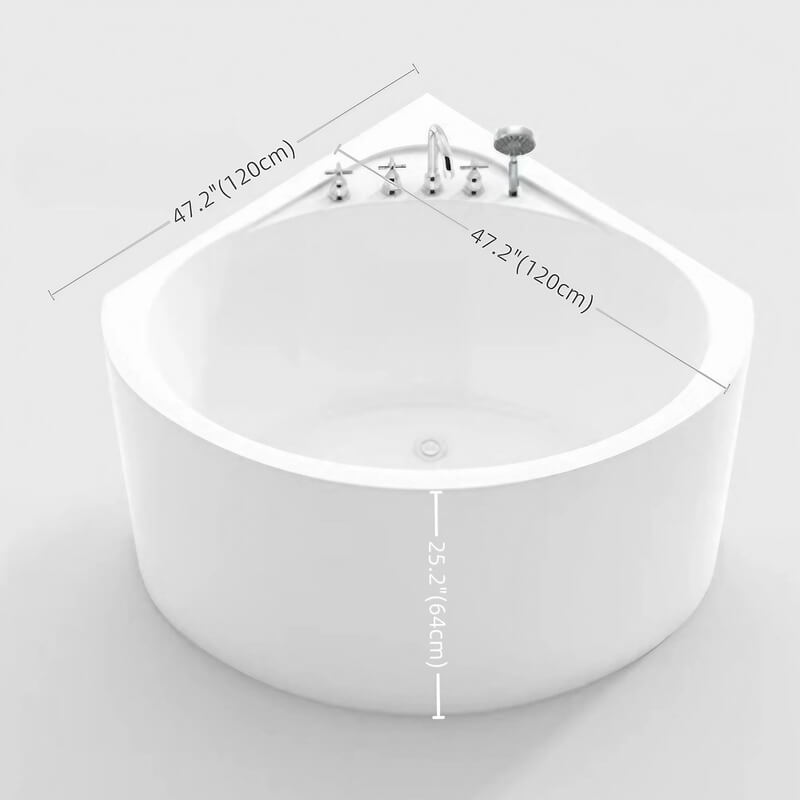 31.5″ Sector Shaped Acrylic Corner Tub - Deep Soaking, Modern Style, Standalone