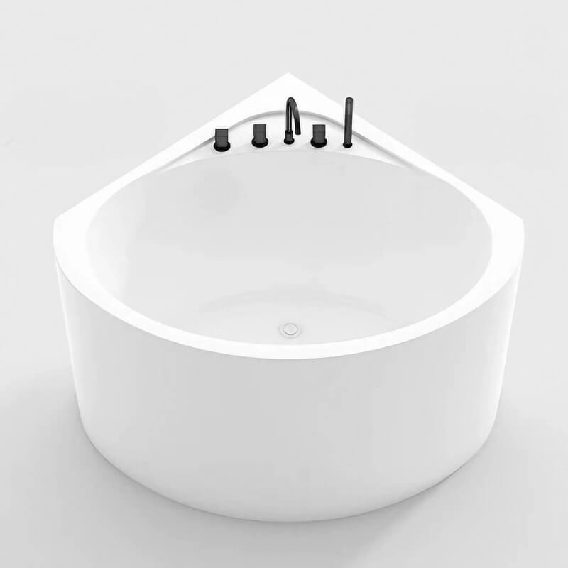 31.5″ Sector Shaped Acrylic Corner Tub - Deep Soaking, Modern Style, Standalone