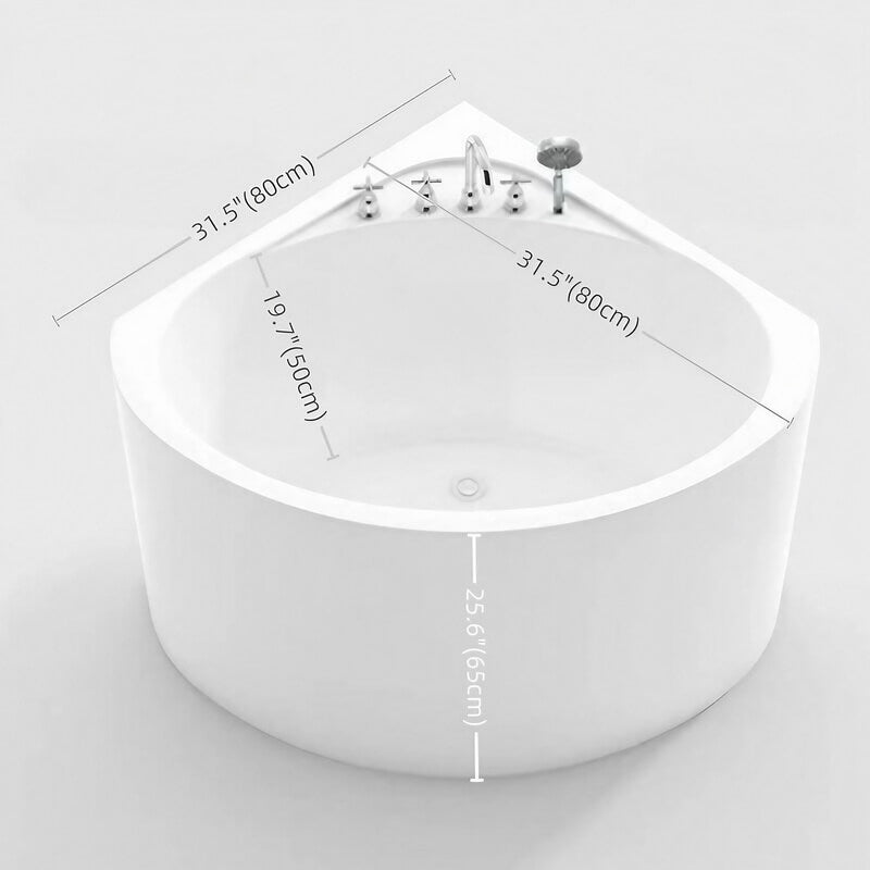 31.5″ Sector Shaped Acrylic Corner Tub - Deep Soaking, Modern Style, Standalone