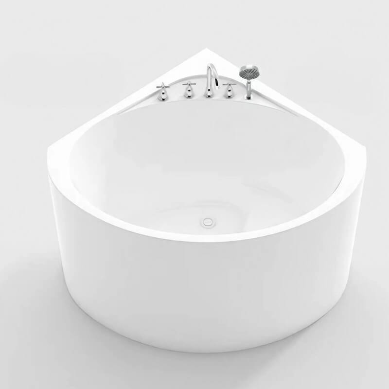 31.5″ Sector Shaped Acrylic Corner Tub - Deep Soaking, Modern Style, Standalone