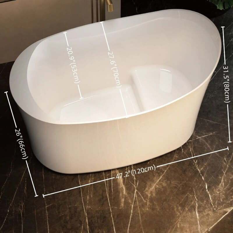 31″ Oval Deep Soaking Bathtub - Acrylic Modern Style