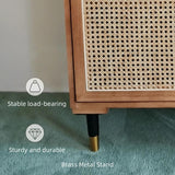 32" Rattan Dresser - Nordic Style with Drawers, Shelves, Doors Included - Natural Color