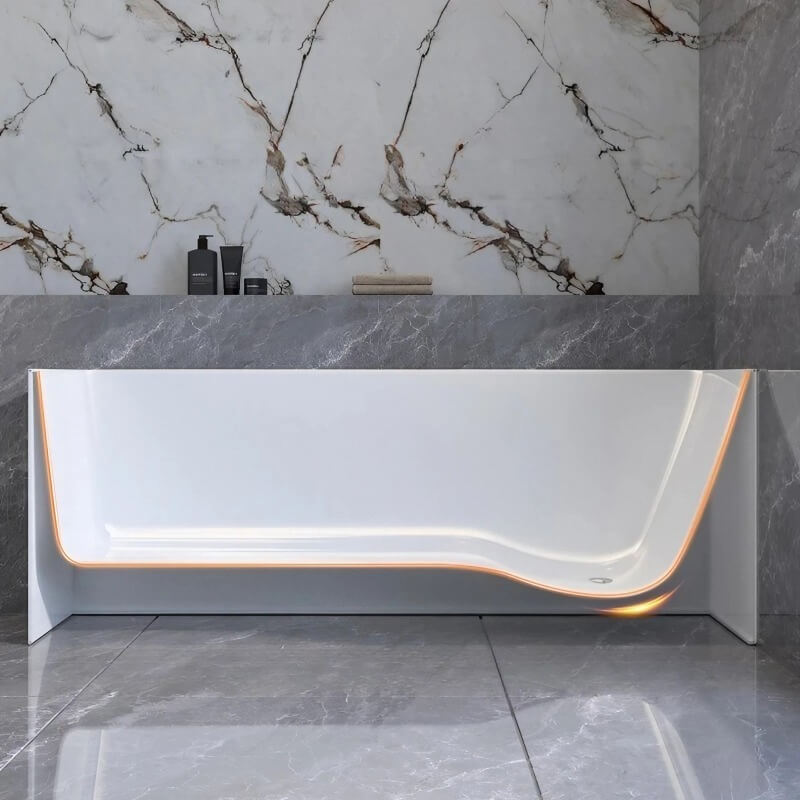 34″ Acrylic Deep Soaking Bathtub - Rectangle Modern Style