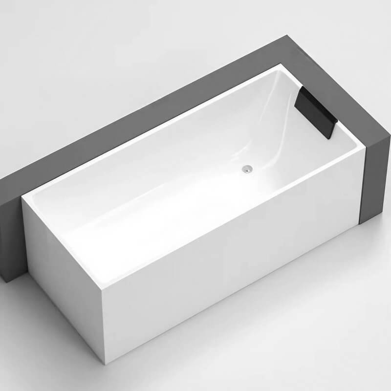 34″ Acrylic Deep Soaking Bathtub - Rectangle Modern Style