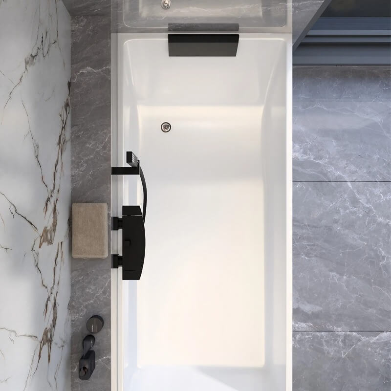 34″ Acrylic Deep Soaking Bathtub - Rectangle Modern Style