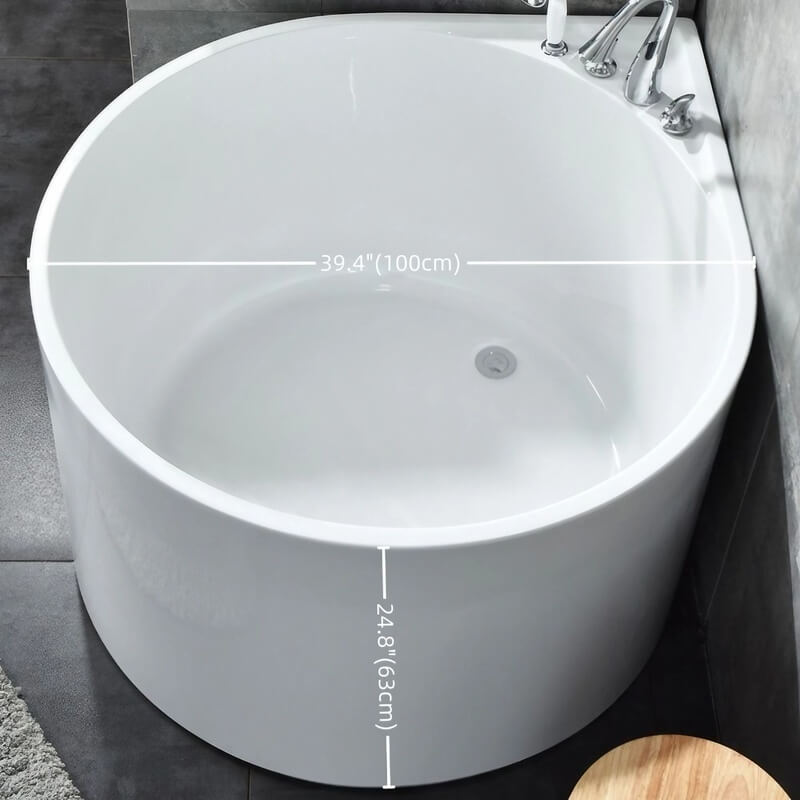 35.43″ Corner Tub - Standalone Modern Irregular Deep Soaking Acrylic Bath