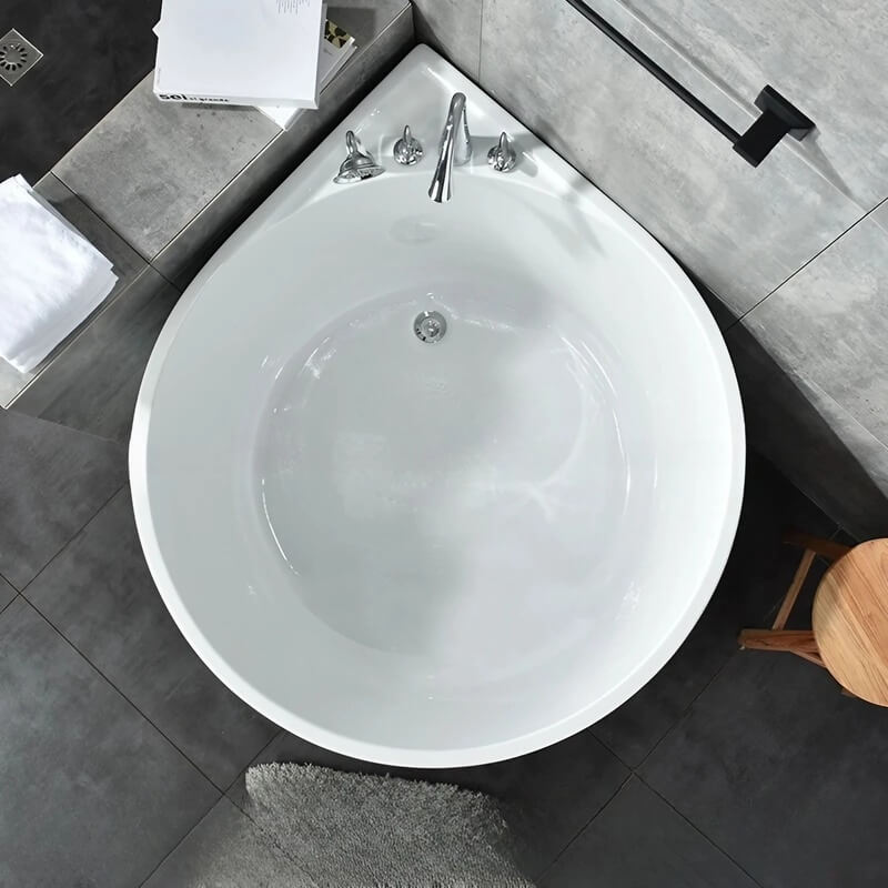 35.43″ Corner Tub - Standalone Modern Irregular Deep Soaking Acrylic Bath