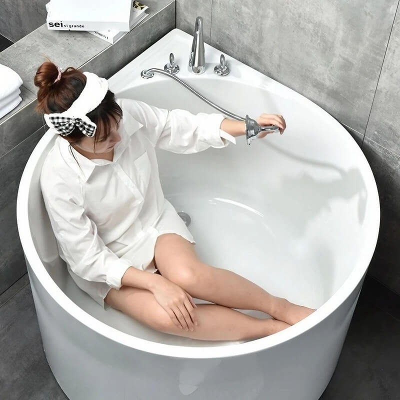 35.43″ Corner Tub - Standalone Modern Irregular Deep Soaking Acrylic Bath