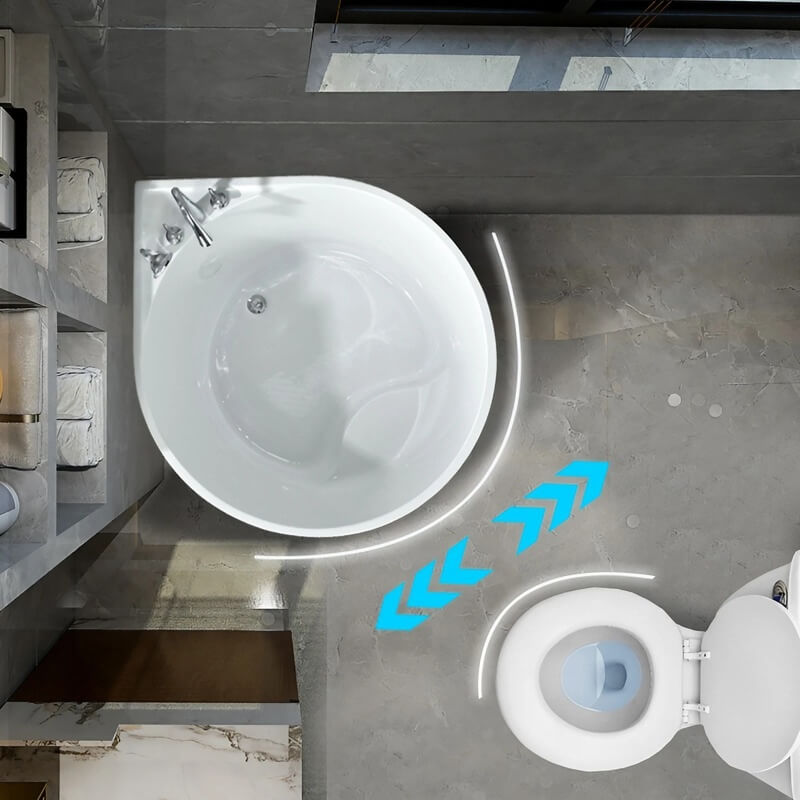 35.43″ Corner Tub - Standalone Modern Irregular Deep Soaking Acrylic Bath