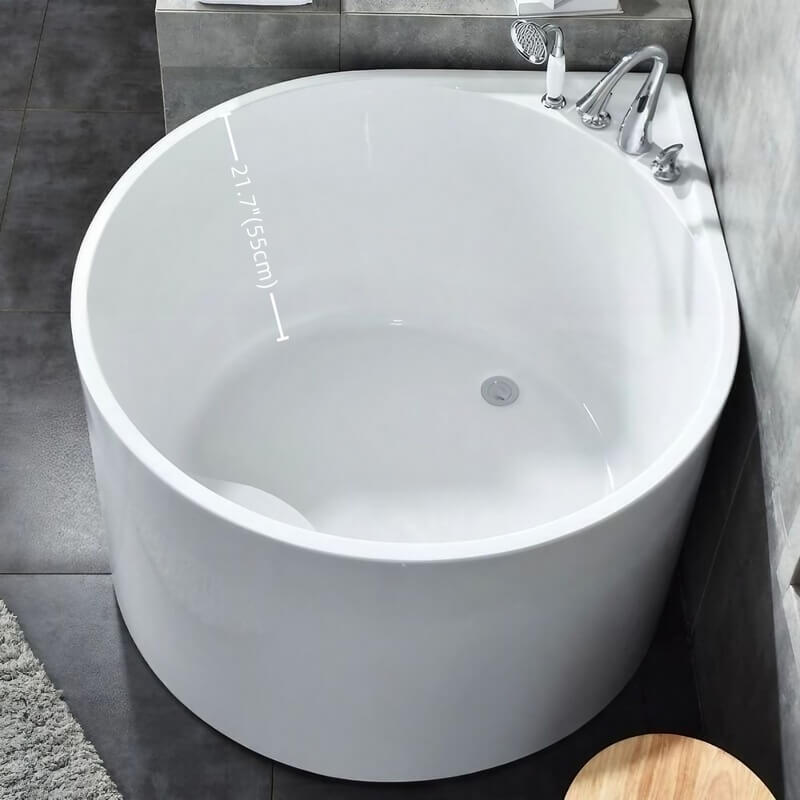 35.43″ Corner Tub - Standalone Modern Irregular Deep Soaking Acrylic Bath