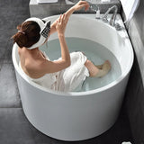 35.43″ Corner Tub - Standalone Modern Irregular Deep Soaking Acrylic Bath