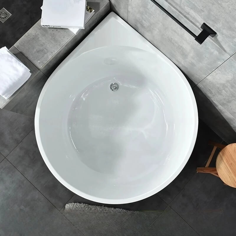 35.43″ Corner Tub - Standalone Modern Irregular Deep Soaking Acrylic Bath