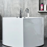 35.43″ Corner Tub - Standalone Modern Irregular Deep Soaking Acrylic Bath