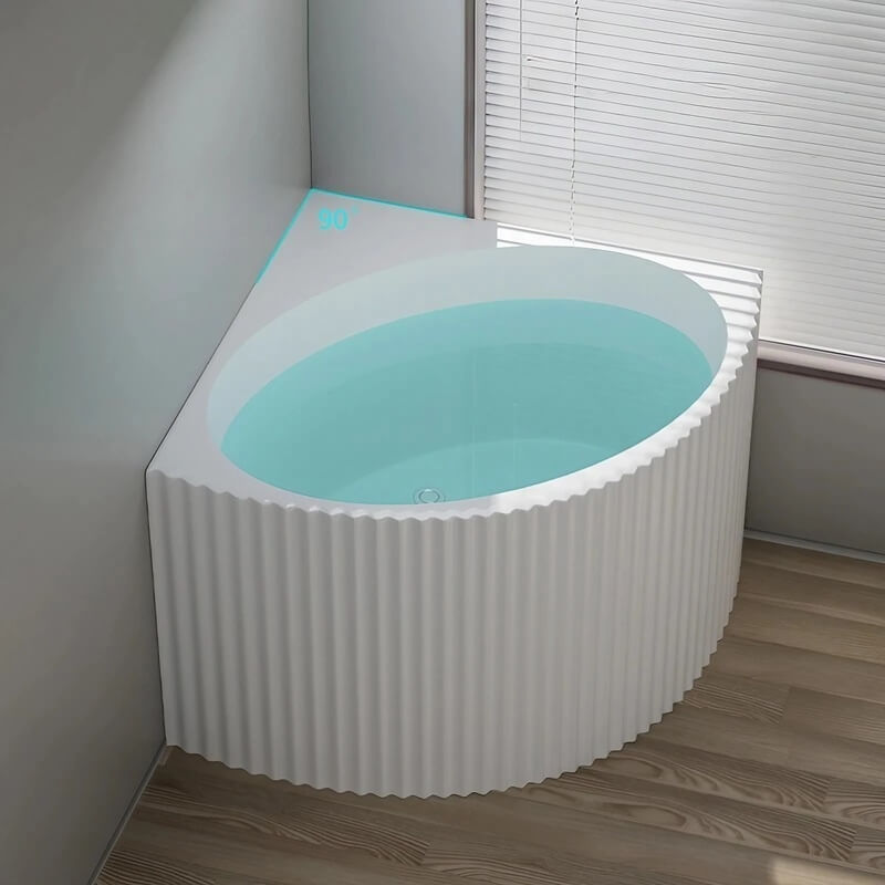 35.43″ Sector Shape Deep Soaking Corner Tub - Standalone, Modern Acrylic