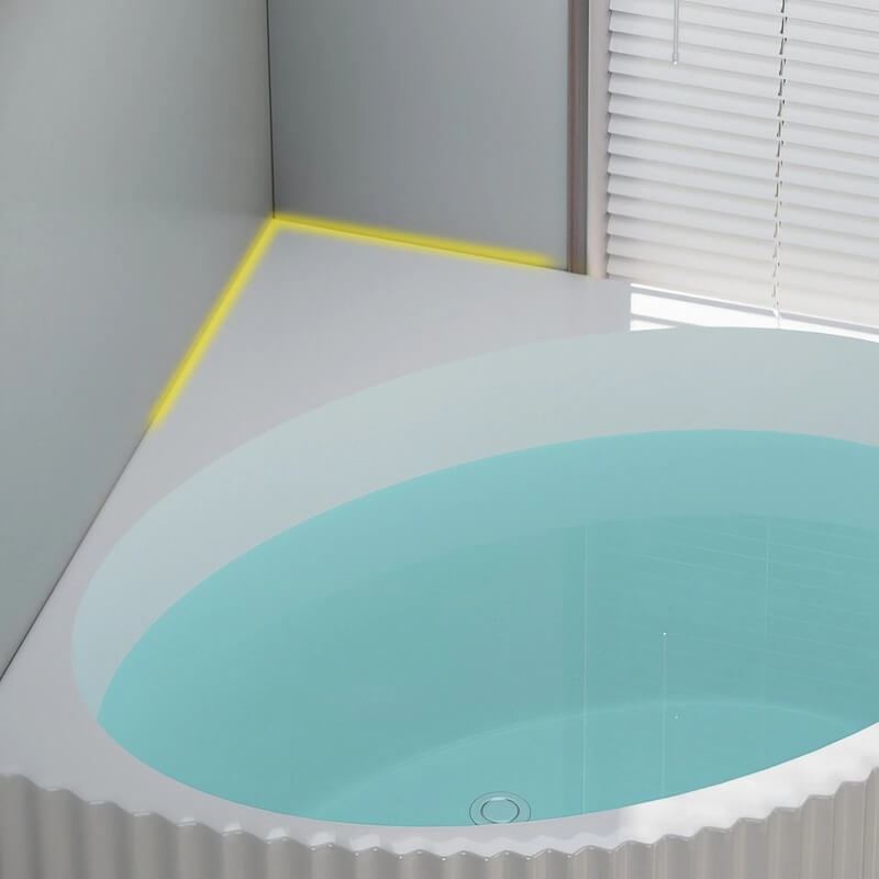 35.43″ Sector Shape Deep Soaking Corner Tub - Standalone, Modern Acrylic