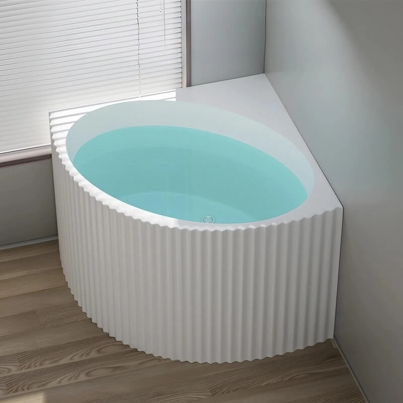 35.43″ Sector Shape Deep Soaking Corner Tub - Standalone, Modern Acrylic