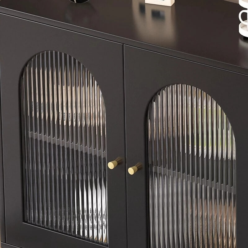 35.4" Vintage Black Sideboard - Engineered Wood with Drawers, Shelves, Doors Included