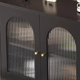 35.4" Vintage Black Sideboard - Engineered Wood with Drawers, Shelves, Doors Included