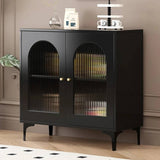 35.4" Vintage Black Sideboard - Engineered Wood with Drawers, Shelves, Doors Included