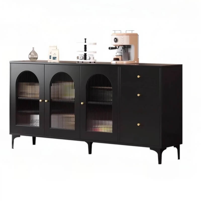 35.4" Vintage Black Sideboard - Engineered Wood with Drawers, Shelves, Doors Included