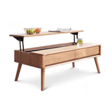 39-Inch Rectangular Solid Wood Coffee Table with Lift Top and Multifunctional Design