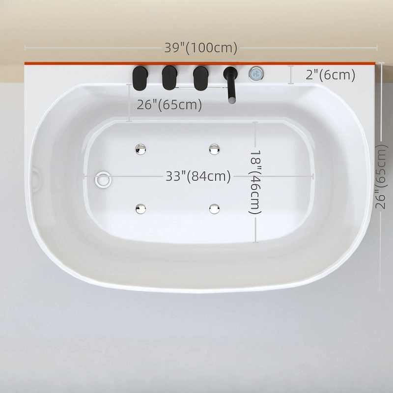 39.4″ Back To Wall Whirlpool Acrylic Soaking Bathtub - Japanese Style - Modern