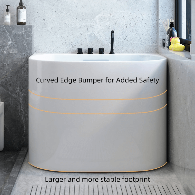 39.4″ Back To Wall Whirlpool Acrylic Soaking Bathtub - Japanese Style - Modern