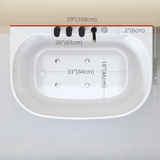 39.4″ Back To Wall Whirlpool Acrylic Soaking Bathtub - Japanese Style - Modern
