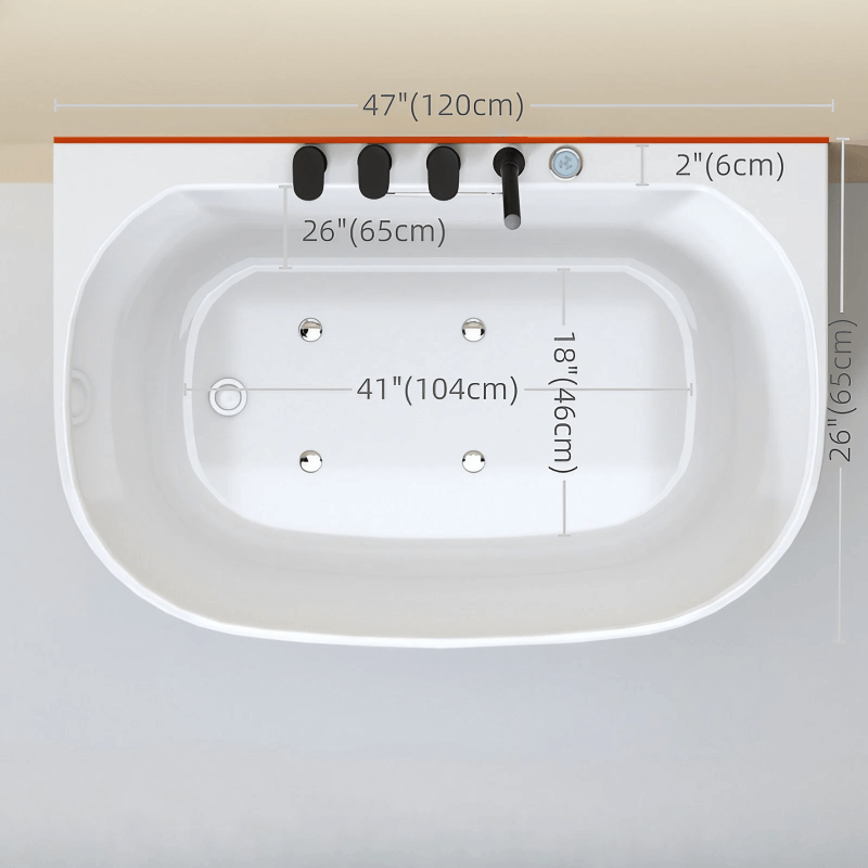 39.4″ Back To Wall Whirlpool Acrylic Soaking Bathtub - Japanese Style - Modern