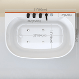39.4″ Back To Wall Whirlpool Acrylic Soaking Bathtub - Japanese Style - Modern