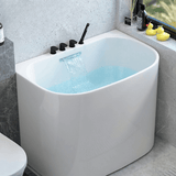 39.4″ Back To Wall Whirlpool Acrylic Soaking Bathtub - Japanese Style - Modern