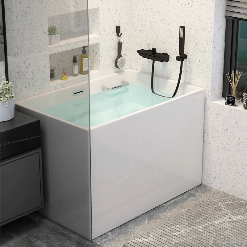 39.4″ Modern Freestanding Japanese Deep Soaking Bathtub Acrylic Rectangle