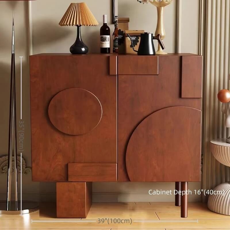 39.4" Modern White Birch Sideboard with Doors and 3 Shelves