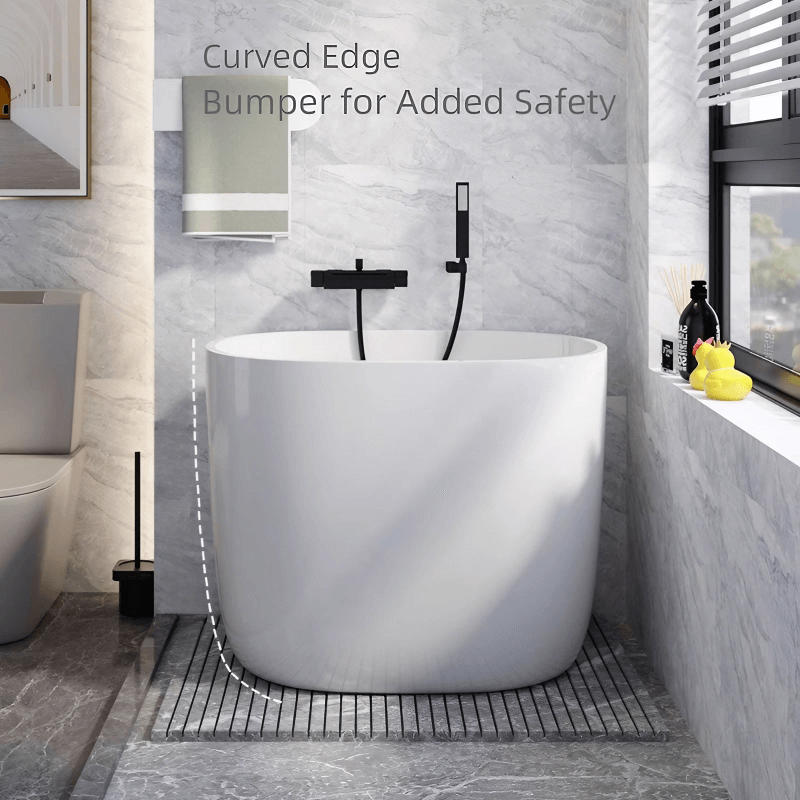 39.4″ Oval Freestanding Soaking Bathtub - Modern Acrylic Japanese Style
