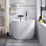 39.4″ Oval Freestanding Soaking Bathtub - Modern Acrylic Japanese Style