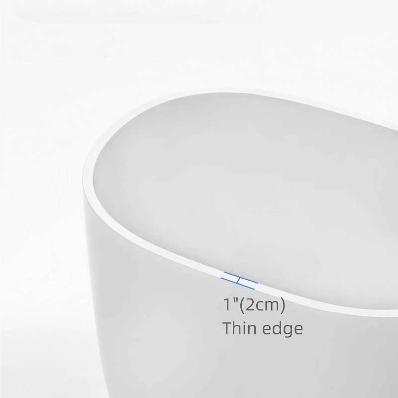 39.4″ Oval Freestanding Soaking Bathtub - Modern Acrylic Japanese Style