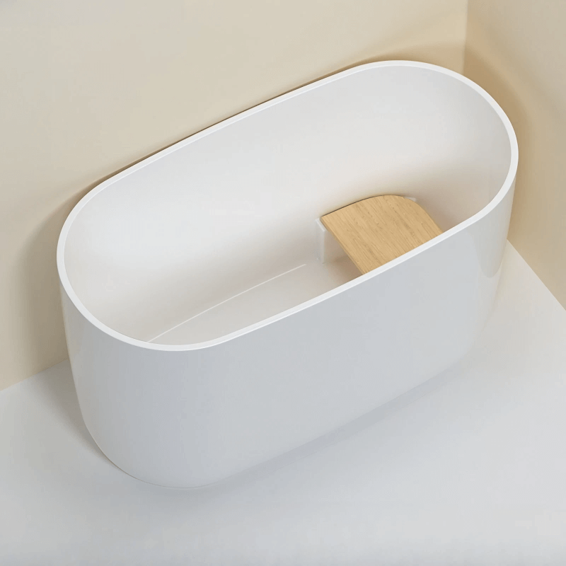 39.4″ Oval Freestanding Soaking Bathtub - Modern Acrylic Japanese Style