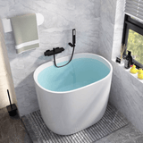 39.4″ Oval Freestanding Soaking Bathtub - Modern Acrylic Japanese Style