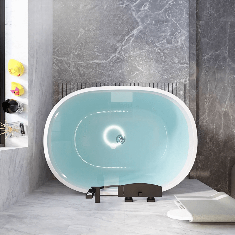 39.4″ Oval Freestanding Soaking Bathtub - Modern Acrylic Japanese Style