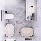 39.4″ Oval Freestanding Soaking Bathtub - Modern Acrylic Japanese Style
