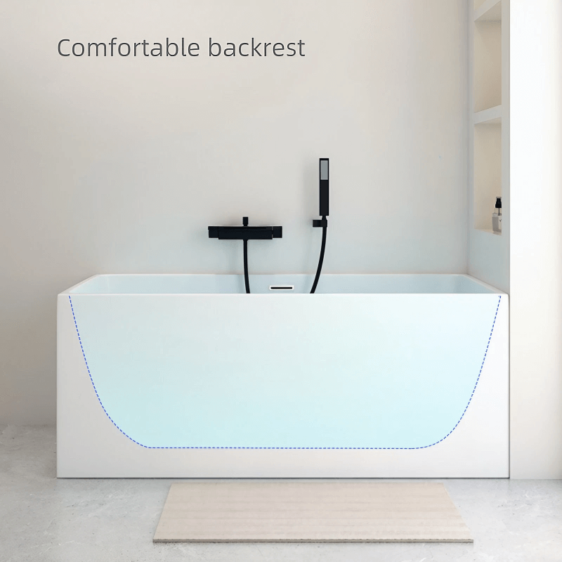 39.4″ Rectangle Modern Japanese Deep Soaking Tub - Acrylic Back to Wall Therapy