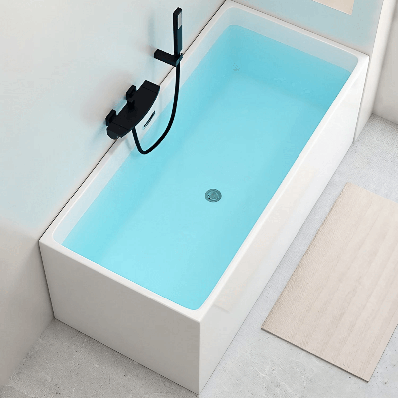 39.4″ Rectangle Modern Japanese Deep Soaking Tub - Acrylic Back to Wall Therapy