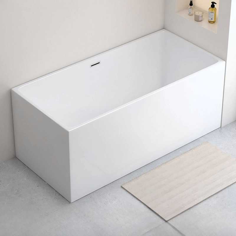 39.4″ Rectangle Modern Japanese Deep Soaking Tub - Acrylic Back to Wall Therapy