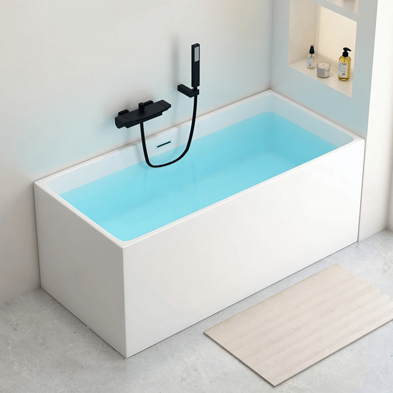 39.4″ Rectangle Modern Japanese Deep Soaking Tub - Acrylic Back to Wall Therapy