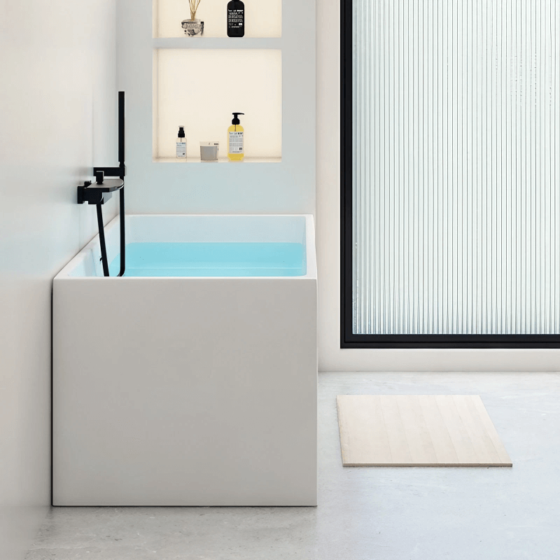 39.4″ Rectangle Modern Japanese Deep Soaking Tub - Acrylic Back to Wall Therapy