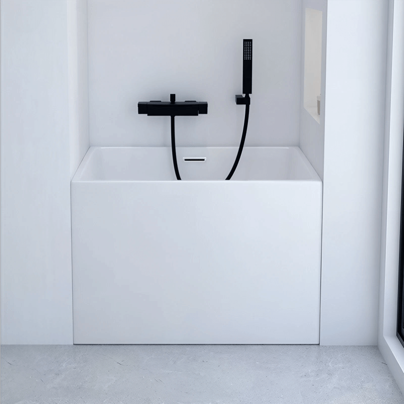 39.4″ Rectangle Modern Japanese Deep Soaking Tub - Acrylic Back to Wall Therapy