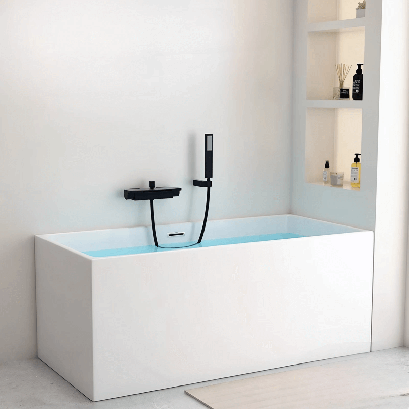 39.4″ Rectangle Modern Japanese Deep Soaking Tub - Acrylic Back to Wall Therapy