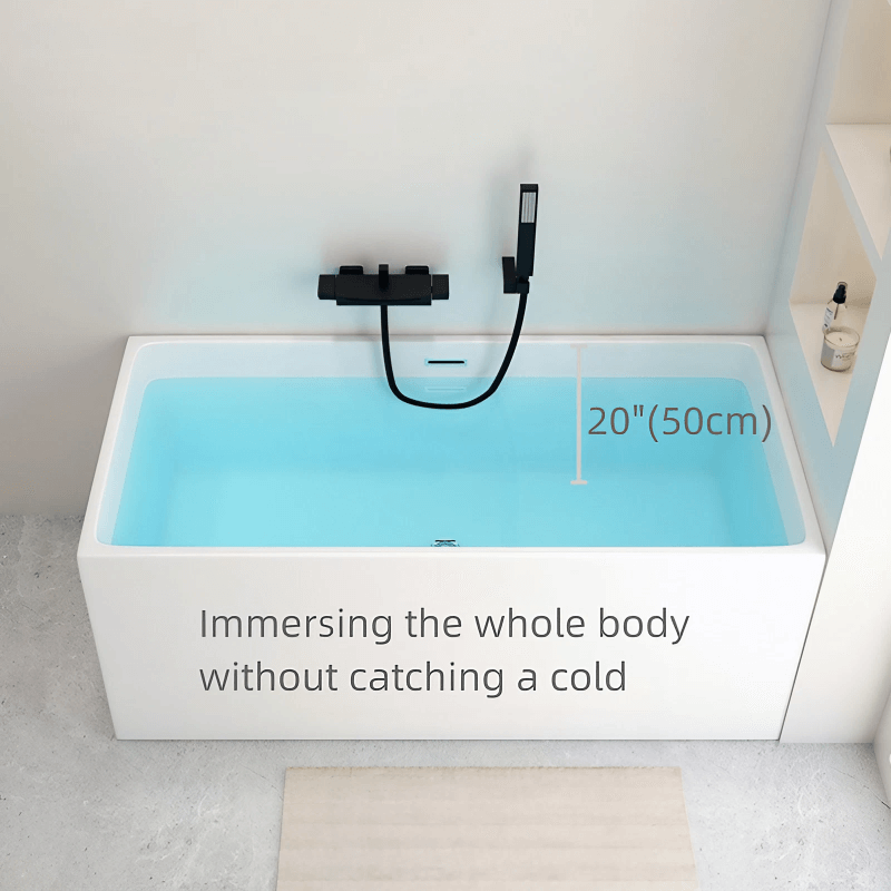 39.4″ Rectangle Modern Japanese Deep Soaking Tub - Acrylic Back to Wall Therapy