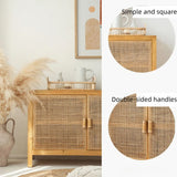 39" Modern Rattan Dresser with Shelves and Doors Included - Natural